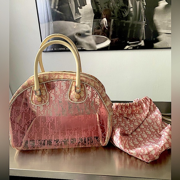 DIOR Signature see thru bag, used vinyl and cotton , Genuine. - Picture 1 of 9